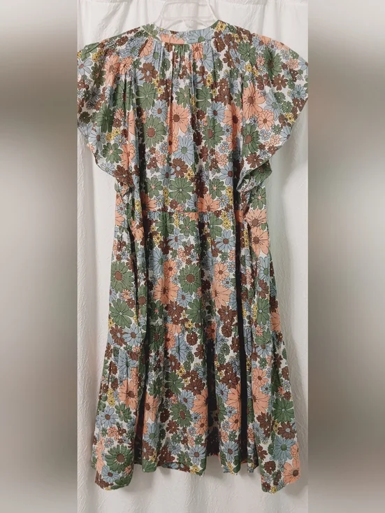 Floral Tiered Sundress in Peach, Sage & Sky Blue - Picture 5 of 9